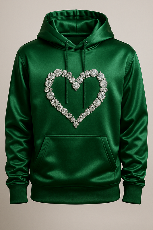Diamond Heart Silk Hoodie – Green Edition